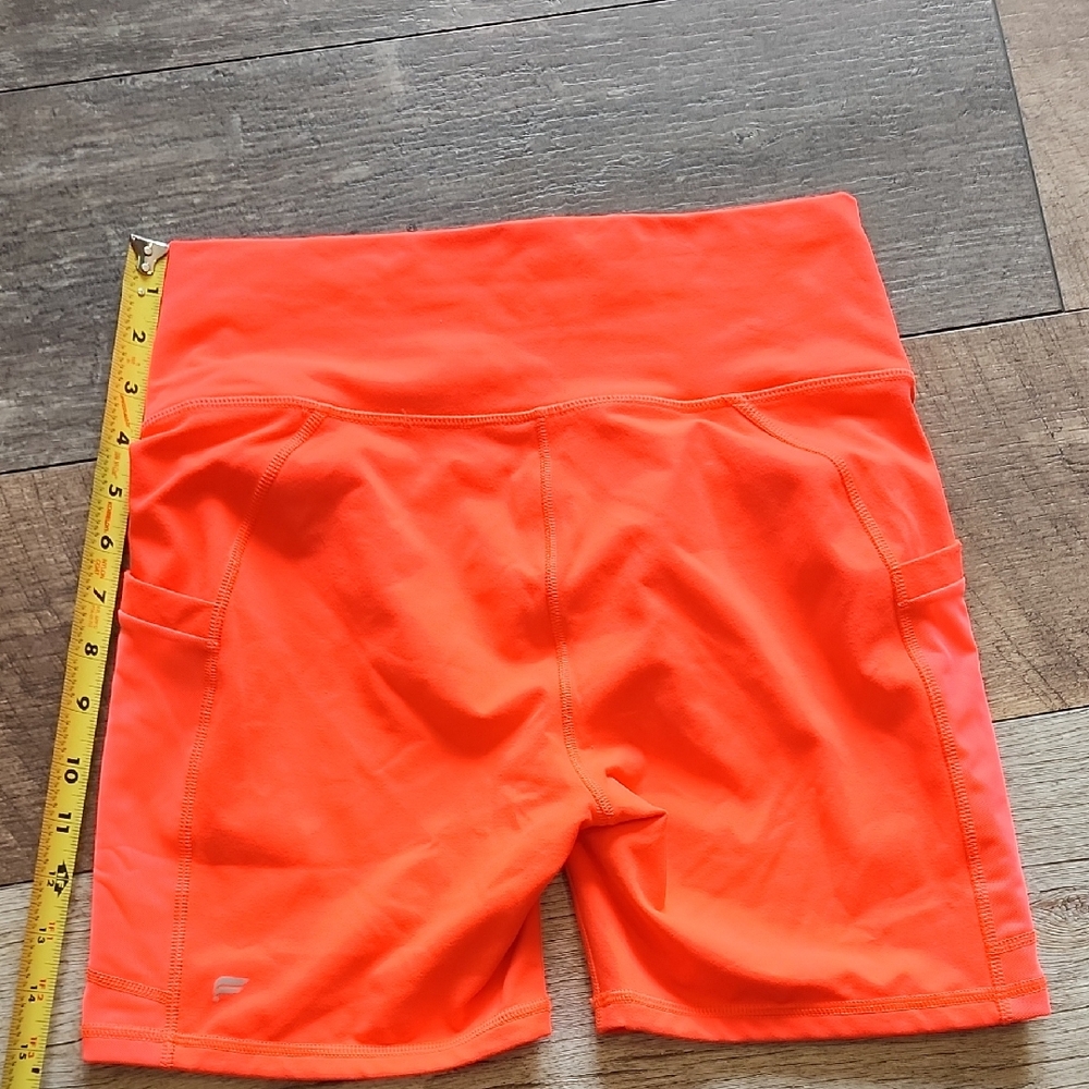 Fabletics Bright Coral High-Rise Bike Shorts